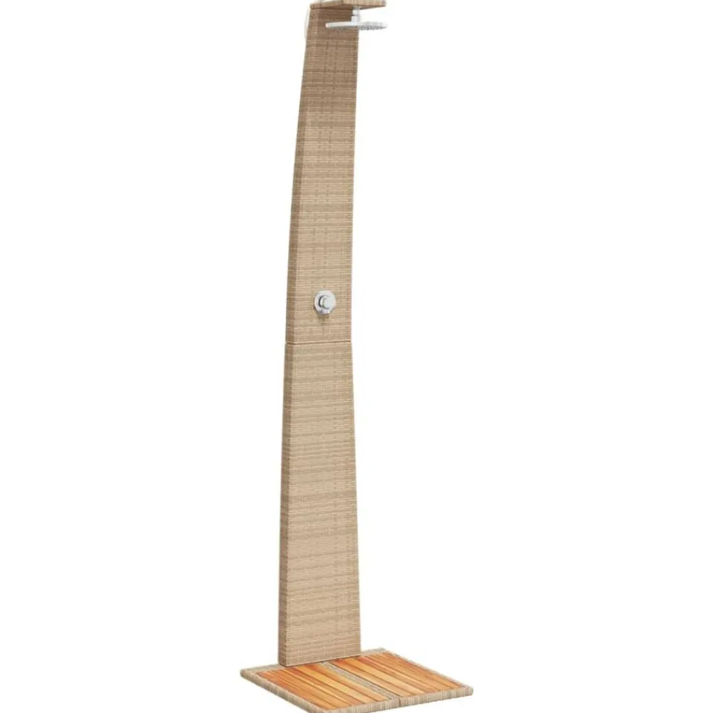 Zwembaden & Spa'S*vidaXL Buitendouche 55x60x224 cm poly rattan en acaciahout Beige