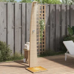 Zwembaden & Spa'S*vidaXL Buitendouche 55x60x224 cm poly rattan en acaciahout Beige