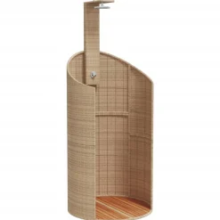 Buitendouche 100x100x241,5 cm poly rattan en acaciahout>vidaXL Hot