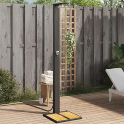 Zwembaden & Spa'S*vidaXL Buitendouche 50x55x224 cm poly rattan en acaciahout Zwart