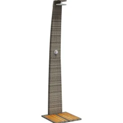 Buitendouche 55x60x224 cm poly rattan en acaciahout>vidaXL Discount