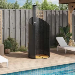 Zwembaden & Spa'S*vidaXL Buitendouche 100x100x241,5 cm poly rattan en acaciahout Zwart