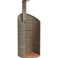 Zwembaden & Spa'S*vidaXL Buitendouche 100x100x241,5 cm poly rattan en acaciahout Grijs