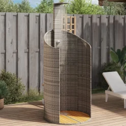 Zwembaden & Spa'S*vidaXL Buitendouche 100x100x241,5 cm poly rattan en acaciahout Grijs