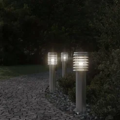 Verlichting*vidaXL Buitenvloerlamp met stopcontact 60 cm roestvrijstaal Zilver