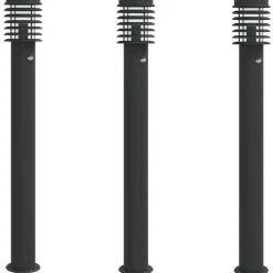 Verlichting*vidaXL Buitenvloerlampen 3 st met sensors 110 cm roestvrijstaal Zwart