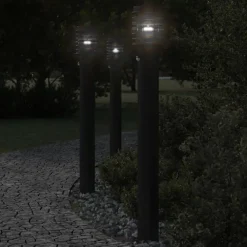 Verlichting*vidaXL Buitenvloerlampen 3 st met sensors 110 cm roestvrijstaal Zwart