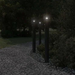 Verlichting*vidaXL Buitenvloerlampen 3 st met sensors 110 cm roestvrijstaal Zwart