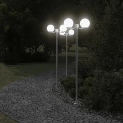 Verlichting*vidaXL Buitenvloerlampen 3 st 215 cm roestvrij staal zilverkleurig