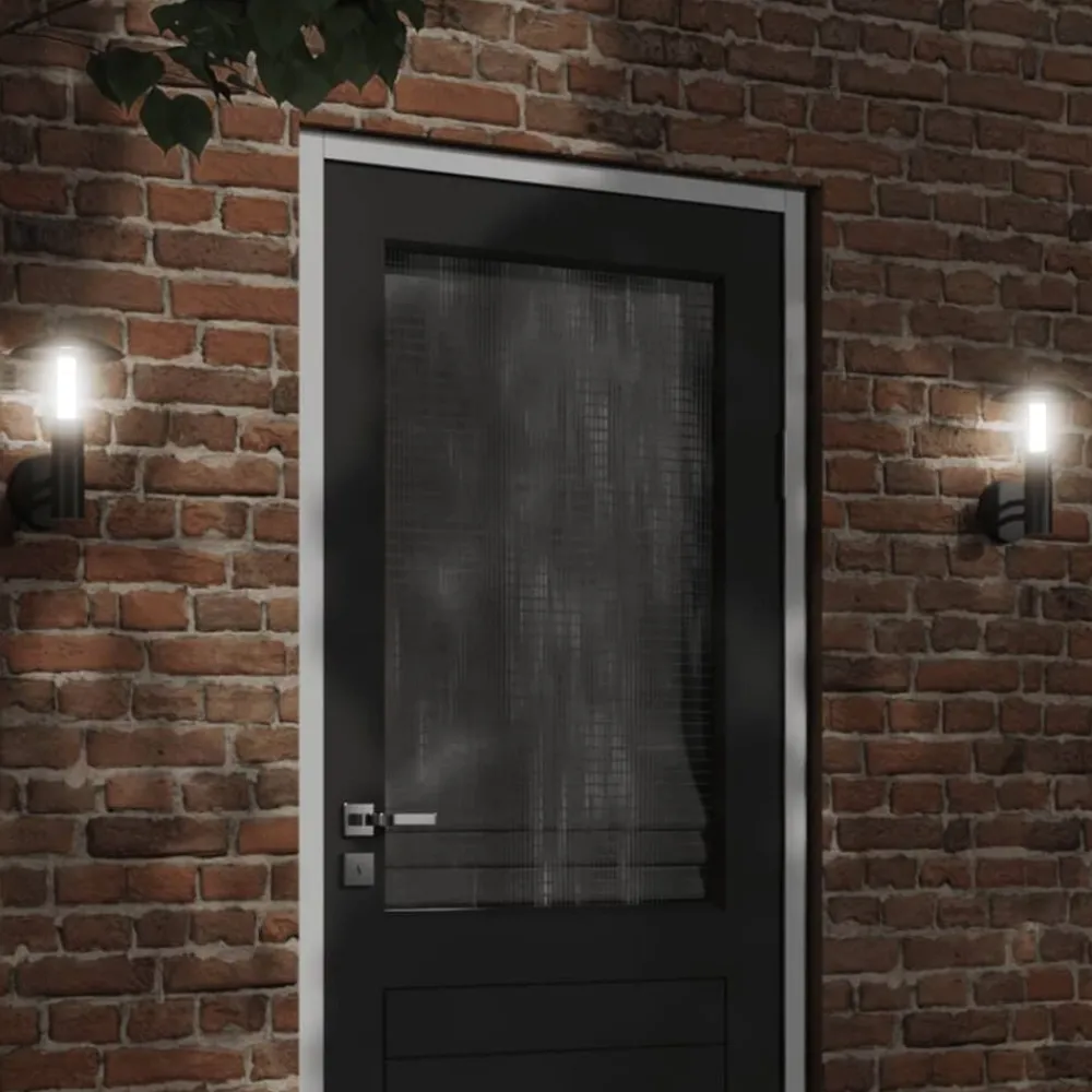 Verlichting*vidaXL Buitenwandlamp roestvrij staal Zwart