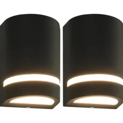 Buitenwandlampen 2 st 35 W halfrond zwart>vidaXL Clearance