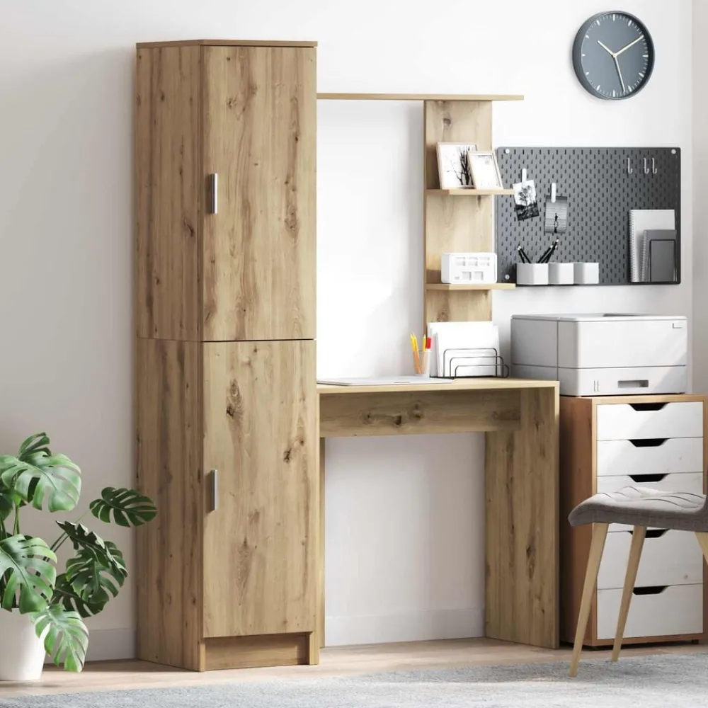Kantoormeubelen*vidaXL Bureau 2 pcs Artisan Eiken artisanaal eikenkleurig