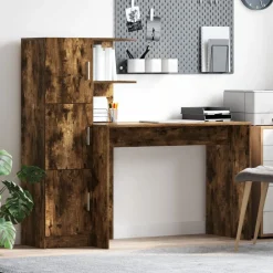 Kantoormeubelen*vidaXL Bureau 2 pcs Gerookt eiken