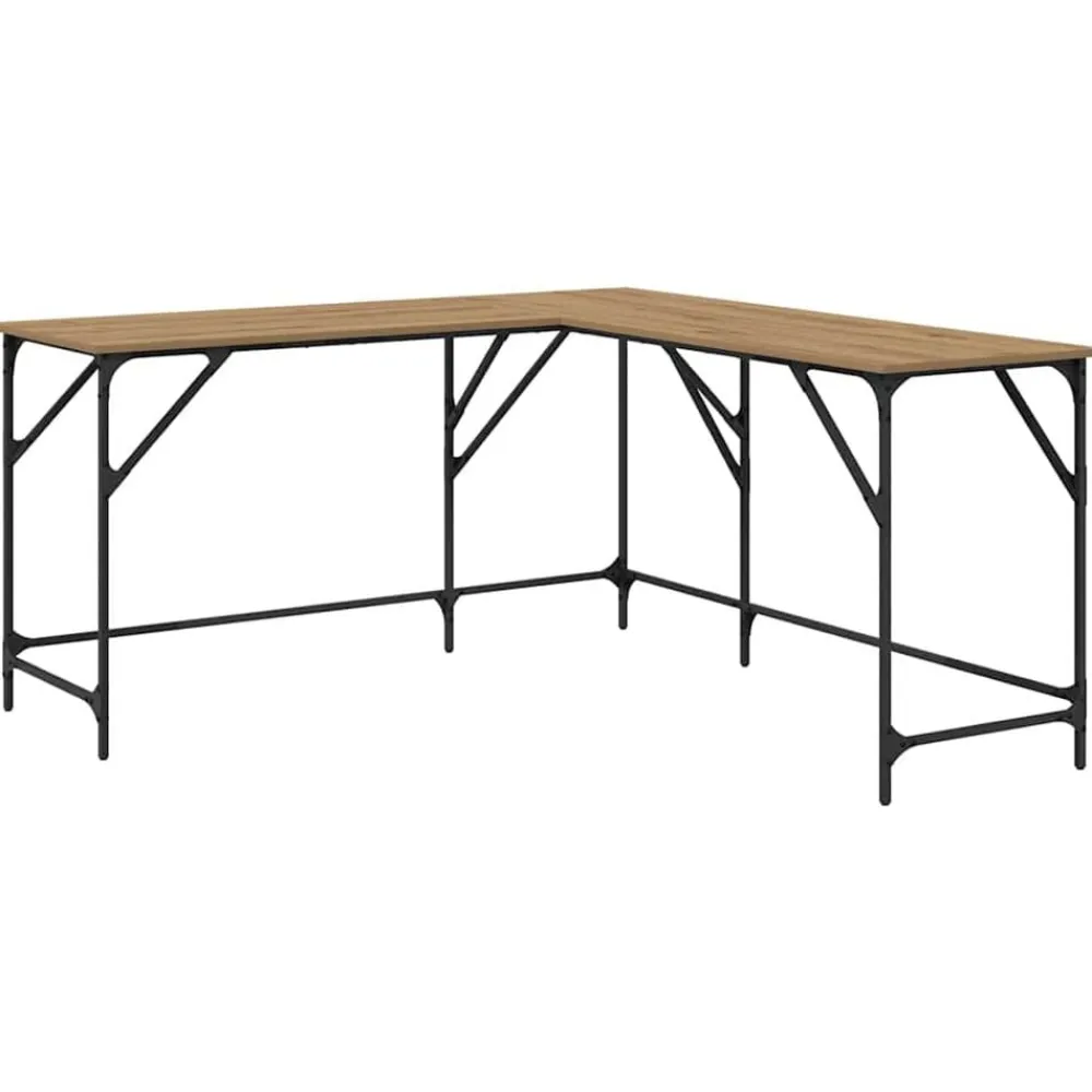 Kantoormeubelen*vidaXL Bureau Artisan Eiken 149 x 149 x 75 cm Bewerkt hout artisanaal eikenkleurig