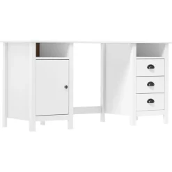 Kantoormeubelen*vidaXL Bureau Hill 150x50x74 cm massief grenenhout Wit