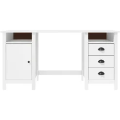 Kantoormeubelen*vidaXL Bureau Hill 150x50x74 cm massief grenenhout Wit