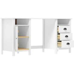Kantoormeubelen*vidaXL Bureau Hill 150x50x74 cm massief grenenhout Wit