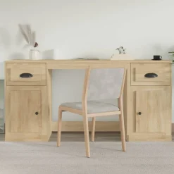 Bureau met kast bewerkt hout kleurig>vidaXL New