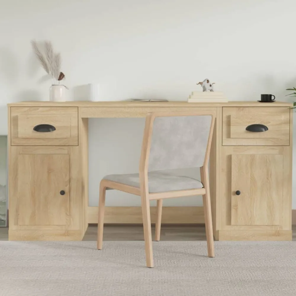 Bureau met kast bewerkt hout kleurig>vidaXL New