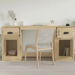 Bureau met kast bewerkt hout kleurig><noscript><img width=