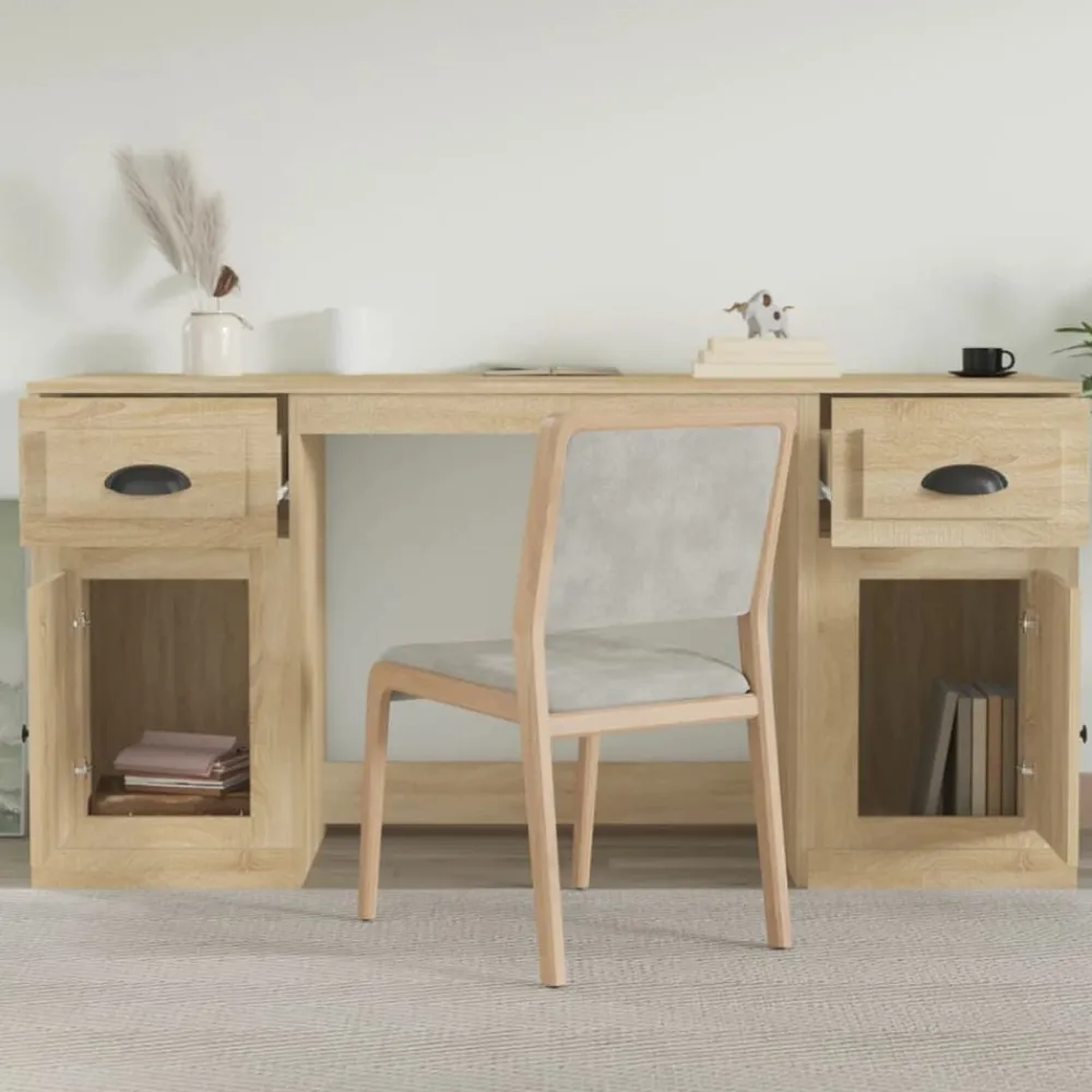 Bureau met kast bewerkt hout kleurig>vidaXL New