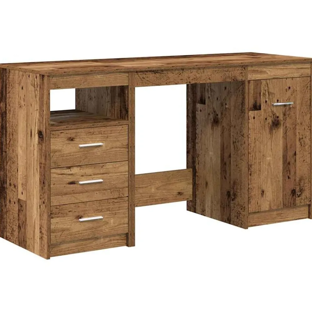 Kantoormeubelen*vidaXL Bureau met kast Bewerkt hout Oud hout