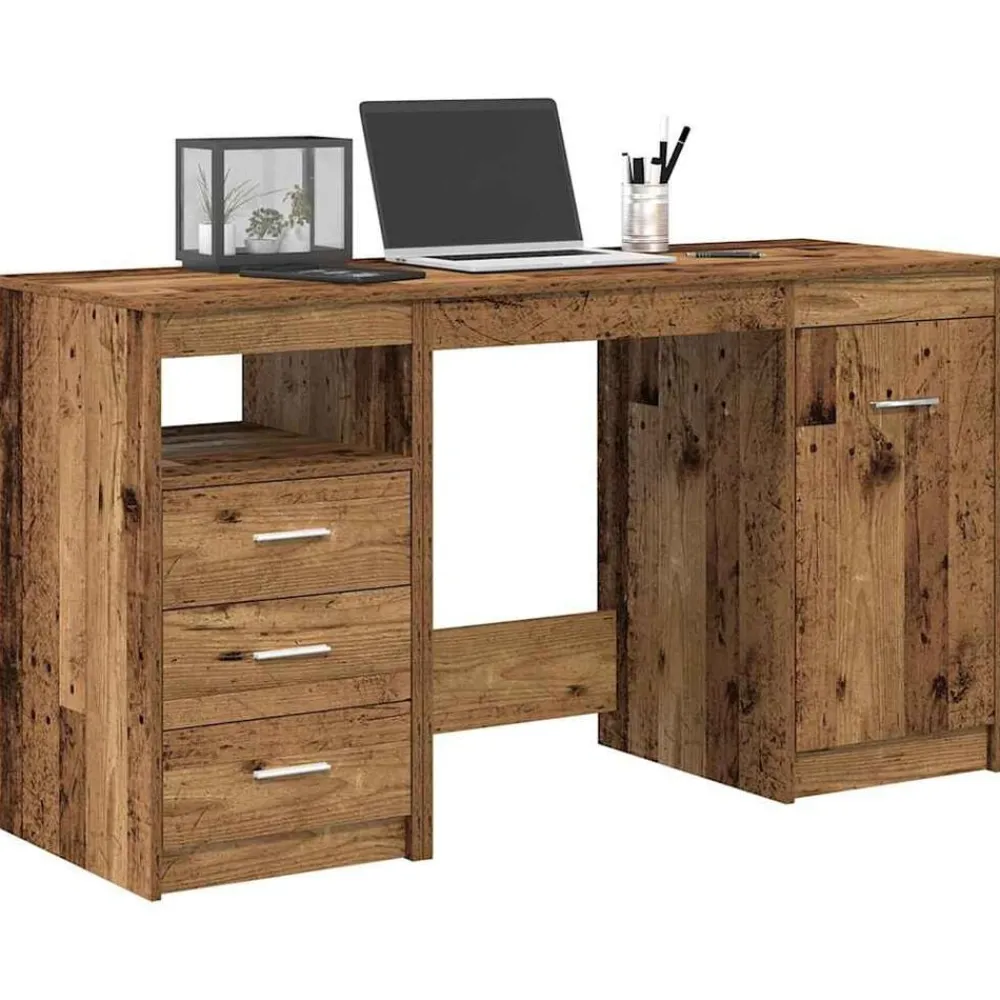 Kantoormeubelen*vidaXL Bureau met kast Bewerkt hout Oud hout