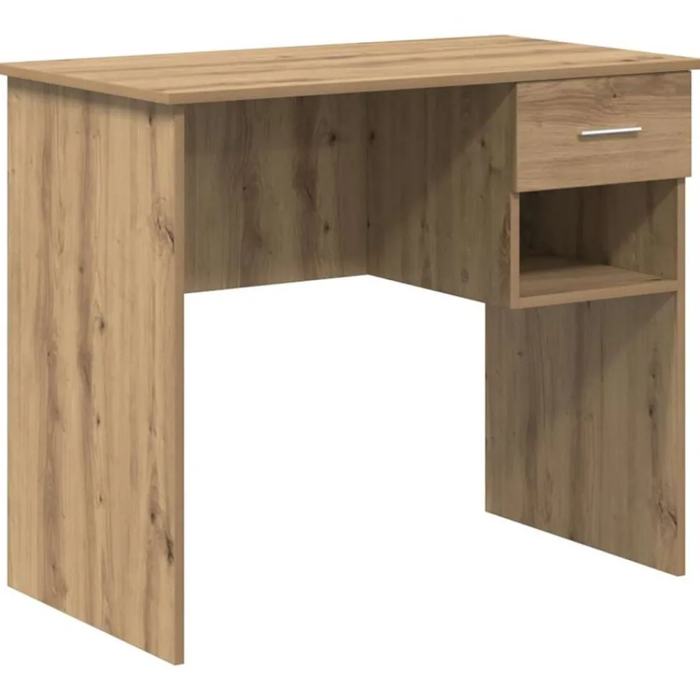Kantoormeubelen*vidaXL Bureau met lade Artisan Eiken 90 x 49 x 75 cm Bewerkt hout artisanaal eikenkleurig
