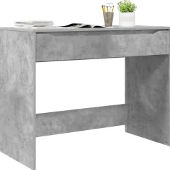 Kantoormeubelen*vidaXL Bureau met lade 100 x 50 x 78 cm Geconstrueerd hout Beton grijs