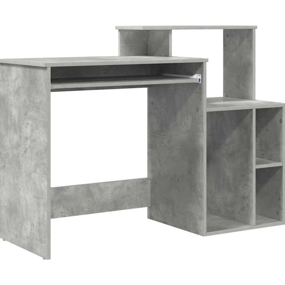Bureau met lade Beton Grijs 120,5 x 44 x 88,5 cm Bewerkt hout>vidaXL New