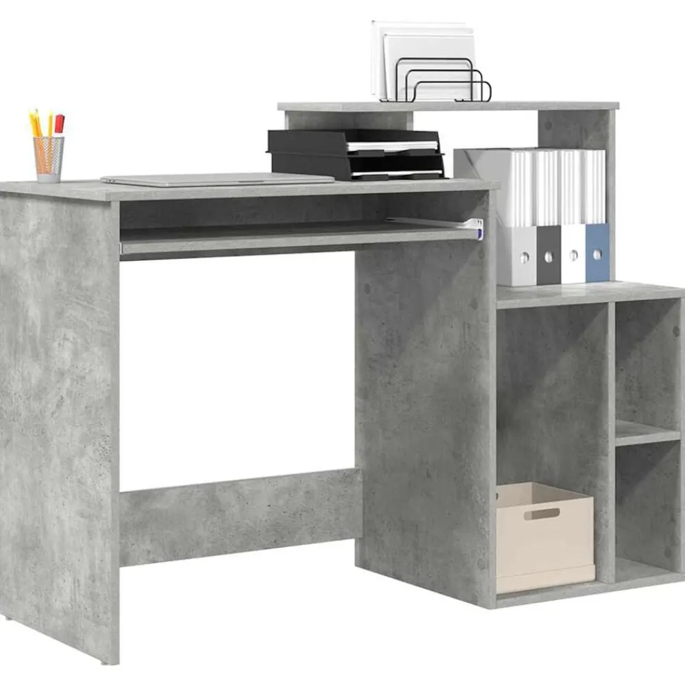 Bureau met lade Beton Grijs 120,5 x 44 x 88,5 cm Bewerkt hout>vidaXL New