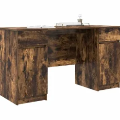 Kantoormeubelen*vidaXL Bureau met lade 140 x 49 x 76 cm Bewerkt hout Gerookt eiken