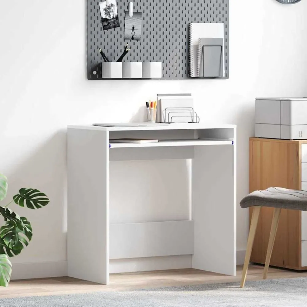 Kantoormeubelen*vidaXL Bureau met lade met opslag 77.5 x 43 x 79 cm Bewerkt hout Wit