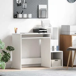 Kantoormeubelen*vidaXL Bureau met lade met plank 106 x 41 x 88.5 cm Bewerkt hout Wit