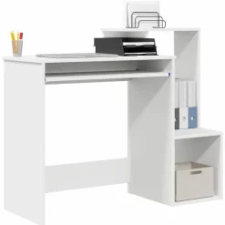 Kantoormeubelen*vidaXL Bureau met lade met plank 106 x 41 x 88.5 cm Bewerkt hout Wit