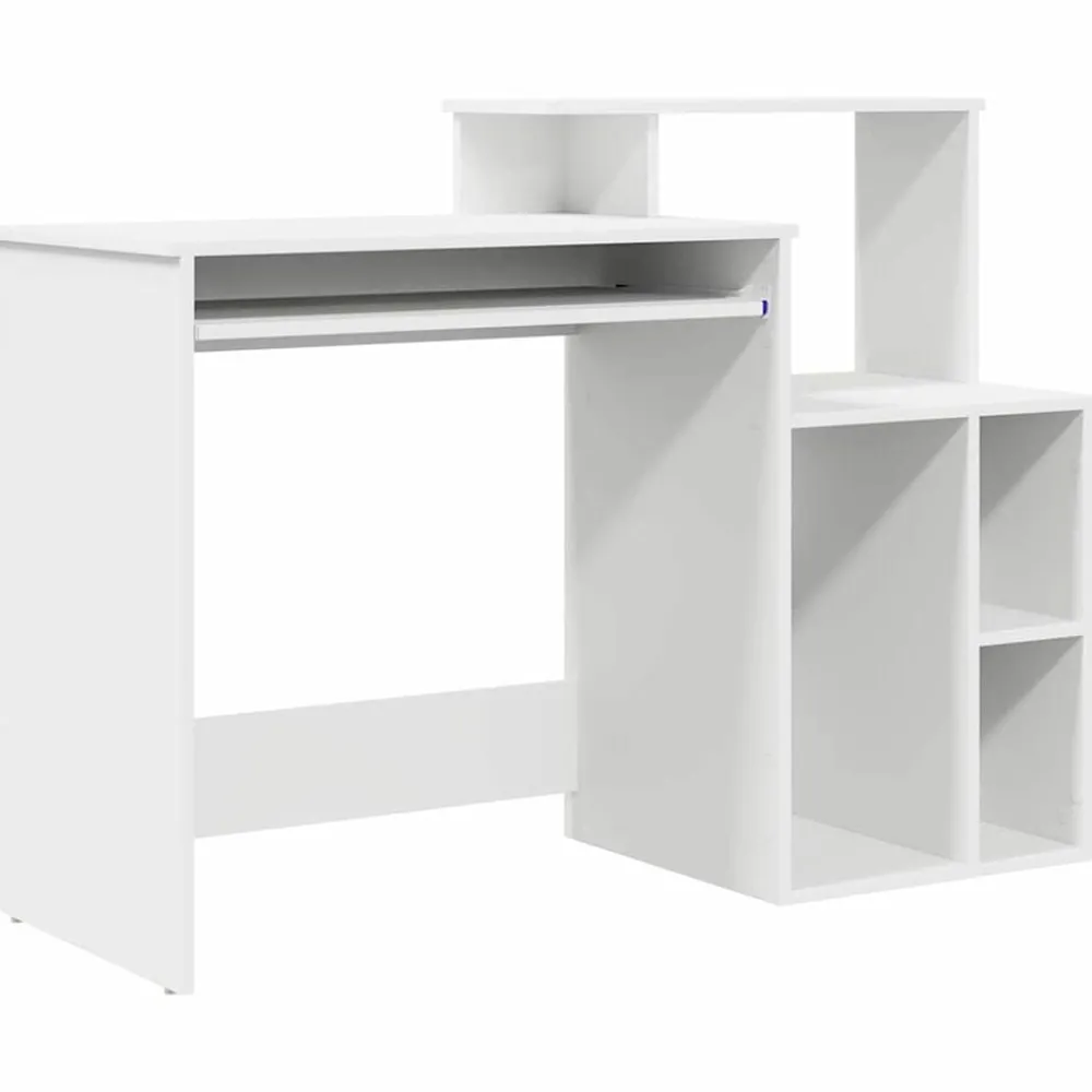 Kantoormeubelen*vidaXL Bureau met lade met plank 120,5 x 44 x 88,5 cm Bewerkt hout Wit