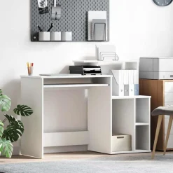 Kantoormeubelen*vidaXL Bureau met lade met plank 120,5 x 44 x 88,5 cm Bewerkt hout Wit