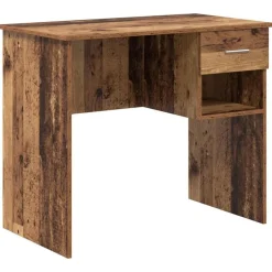 Kantoormeubelen*vidaXL Bureau met lade met plank 90 x 49 x 75 cm Bewerkt hout Oud hout