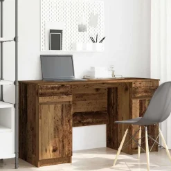 Kantoormeubelen*vidaXL Bureau met lade 140 x 49 x 76 cm Bewerkt hout Oud hout