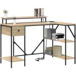 Kantoormeubelen*vidaXL Bureau met lade 120 x 79 x 86,5 cm Bewerkt hout Sonoma eiken