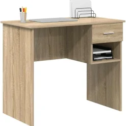 Bureau met lade 90 x 49 x 75 cm Bewerkt hout><noscript><img width=