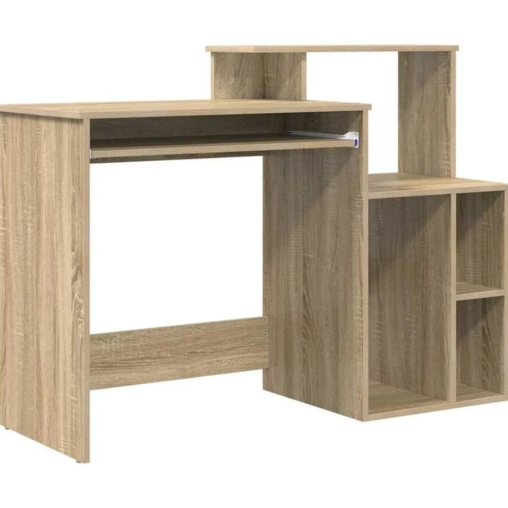 Kantoormeubelen*vidaXL Bureau met lade 120,5 x 44 x 88,5 cm Bewerkt hout Sonoma eiken