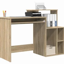 Kantoormeubelen*vidaXL Bureau met lade 120,5 x 44 x 88,5 cm Bewerkt hout Sonoma eiken