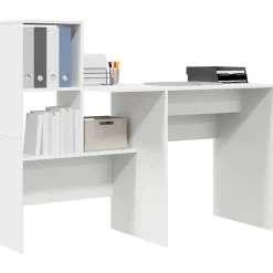 Kantoormeubelen*vidaXL Bureau met lade 131,5 x 50 x 106,5 cm Bewerkt hout Wit