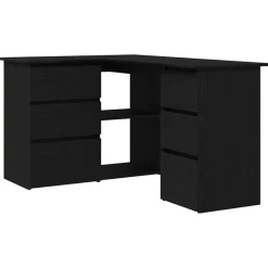 Kantoormeubelen*vidaXL Bureau met lade 145 x 100 x 76 cm Bewerkt hout Zwart eiken