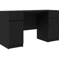 Kantoormeubelen*vidaXL Bureau met lade 140 x 49 x 76 cm Bewerkt hout Zwart eiken