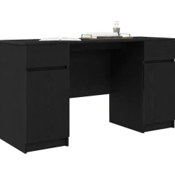 Kantoormeubelen*vidaXL Bureau met lade 140 x 49 x 76 cm Bewerkt hout Zwart eiken
