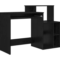 Kantoormeubelen*vidaXL Bureau met lade 120,5 x 44 x 88,5 cm Bewerkt hout Zwart eiken