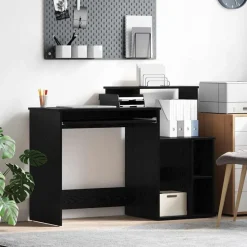 Kantoormeubelen*vidaXL Bureau met lade 120,5 x 44 x 88,5 cm Bewerkt hout Zwart eiken