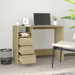 Bureau met lades 102x50x76 cm bewerkt hout kleurig><noscript><img width=